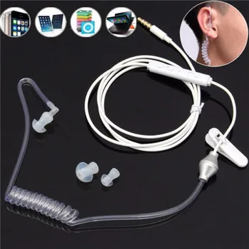 1 Контактный 3,5 мм Спиральный Акустический Наушник С Воздушной Трубкой PTT Mic Динамик Микрофонная Гарнитура для MP3 iPad Xiaomi iPhone Samsung Сотовый Телефон