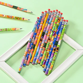 12шт Деревянный карандаш HB с ластиком Милый карандаш для рисования эскизов, канцелярские принадлежности для студентов, канцелярские принадлежности для детей, подарок