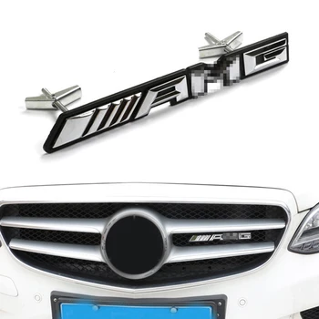 19*2,5 СМ Металлический 3D Логотип AMG Передняя Решетка Решетки Значок Эмблема Аксессуары Для Укладки Mercedes Benz AMG C63 W205 W212