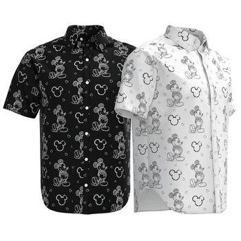 2023 Новая Гавайская рубашка Disney, Модная рубашка с рисунком Микки Мауса, Диснейленд, рубашка с коротким рукавом и пуговицами, Повседневная