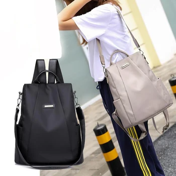 2023 Новый женский противоугонный рюкзак, модная простая однотонная школьная сумка через плечо из ткани Оксфорд