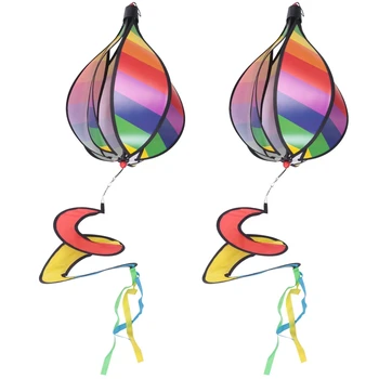 2ШТ Воздушный шар Ветряк Полосатый Ветрозащитный носок Декор двора для воздушных шаров Спиральная ветряная мельница для воздушных шаров