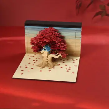 3D Postit Вишневое дерево С блокнотом для заметок DIY Art Строительный блок Резьба по бумаге Домик на дереве Блокнот Креативные заметки Подарок