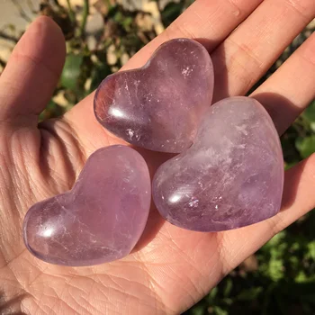 3шт Натуральный кристалл аметиста сердце фиолетовый кристалл кварца исцеление сердца для подарка
