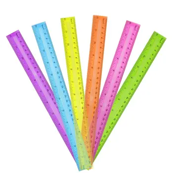 4шт Разноцветная Прозрачная пластиковая линейка измерительный инструмент для рисования для студентов длиной 30 см, подходит для школьных канцелярских принадлежностей.