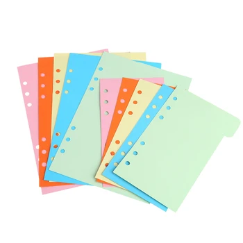 5 шт. Заправки Пустой цветной бумаги на 6 отверстий для ноутбука A5 A6 с отрывными листами Прямая Поставка