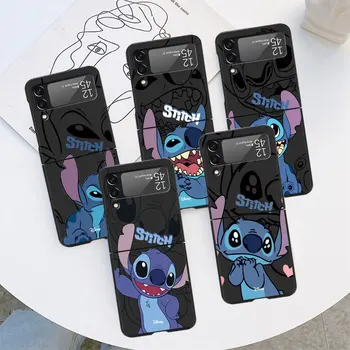 Disney Cute Stitch Case для Samsung Galaxy Z Flip 3 4 5G Жесткий Чехол Для Телефона из ПК Zflip3 Zflip4 Черный Складной Чехол Flip4 Flip3 Funda