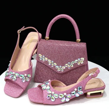 MEOD/ Новые итальянские туфли розового цвета с сумками в тон; комплект из женской обуви и сумок в африканском стиле для выпускного вечера; летние сандалии! DSF1-7