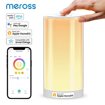 Meross HomeKit Умная Настольная Лампа RGBWW LED Wi-Fi Ночник 6 Вт Сенсорный Датчик Затемнения Прикроватный Светильник Поддержка Alexa Google Assistant