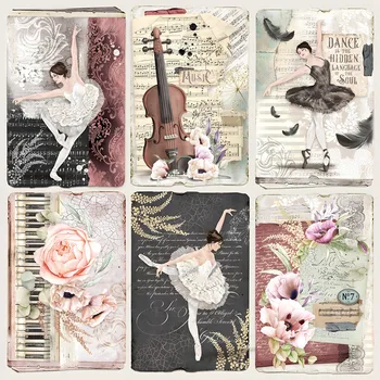 Panalisacraft 8 Стилей винтажных бумажных наклеек для балетных девушек для скрапбукинга, бумажные кусочки ручной работы, бумажный фон для рукоделия, блокнотная открытка