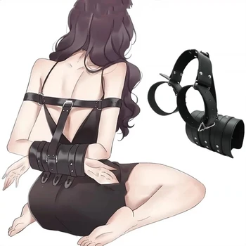 SM, наручники для связывания из искусственной кожи, наручники на запястьях, ремни для БДСМ, секс-игрушки, пары, Игры для взрослых, Эротические аксессуары