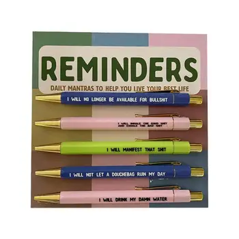 Вдохновляющие ручки Оптом, 5 шт., модный набор ручек для женщин, Мотивирующие Гладкие ручки для письма, ассорти Ежедневных Забавных ручек для женщин