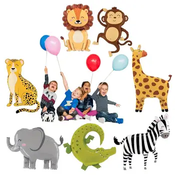 Воздушные шары с животными, сафари по джунглям, Милые Сафари, фольгированные шары, украшение зоопарка для вечеринки по случаю дня рождения в джунглях, Парк развлечений для душа ребенка.