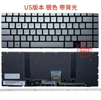 Для HP Spectre x360 14-EA 14-EB 14-AE Клавиатура с подсветкой США серебристого цвета