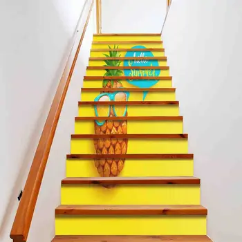 Желтые наклейки с ананасом, забавные наклейки с тропическими фруктами, наклейки на лестницу, фрески для декора лестниц в стиле современного искусства
