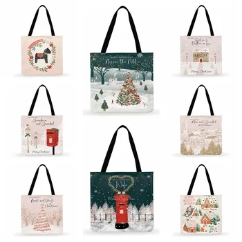Женская сумка через плечо, складная сумка для покупок, Рождественский подарок, Теплая сумка-тоут с рисунком для женщин, повседневная сумка-тоут, уличные пляжные сумки