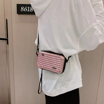 Женский клатч, маленькая сумка через плечо из ПВХ в форме чемодана, женская сумка через плечо для мобильного телефона на молнии