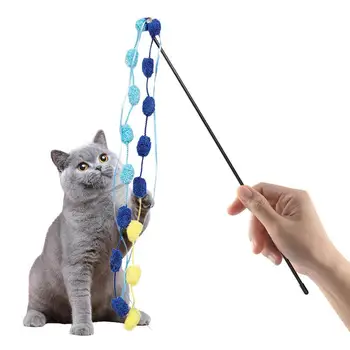 Забавный котенок-дразнилка Интерактивная игрушка Стержень с колокольчиком Игрушки из перьев для домашних кошек Палочка-преследователь из проволоки Игрушечный цвет
