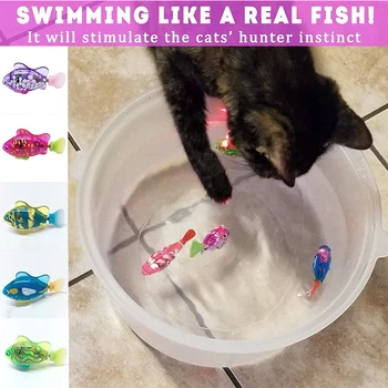 Интерактивная электрическая игрушка-рыбка для кошек, водяная игрушка для кошек для игр в помещении, Плавающий робот-рыбка, игрушка для кошек и собак со светодиодной подсветкой, игрушки для домашних животных