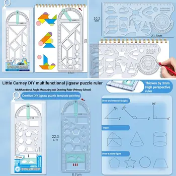 Канцелярская линейка, многофункциональная линейка для геометрического рисования, функция математики, пластиковый транспортир с поворотом на 360 градусов