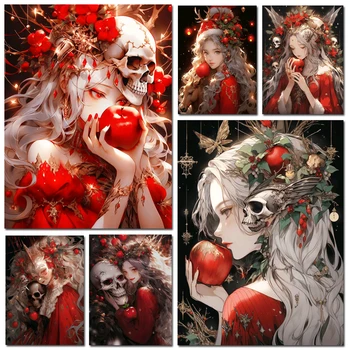 Картина с бриллиантами Новый 2024 Кошмар перед Рождеством, полная алмазная мозаика, вышивка крестиком, украшение для дома с вышивкой черепа девушки своими руками