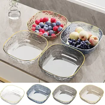 Квадратная фруктовая тарелка, Многофункциональная Утолщенная Прозрачная тарелка для закусок, Пластиковая коробка для сухих фруктов большой емкости для вечеринки
