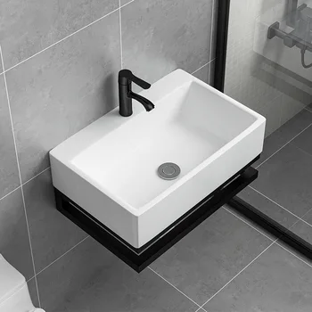 Квадратный умывальник для ванной комнаты, настенный шкаф, комбинированный керамический малогабаритный с одним отверстием