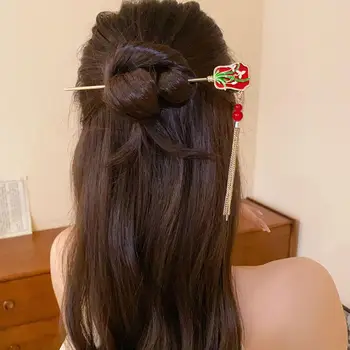 Китайский древний стиль Веер Hanfu Палочки для волос Девушки Женщины Изысканная подвеска-кисточка Шпилька Головные уборы Аксессуары для волос