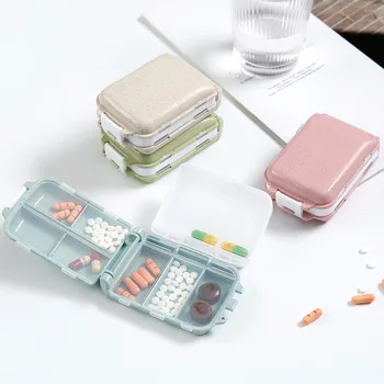 Коробка для таблеток, запечатанная из пшеницы, коробка для таблеток с 8 ячейками, коробка для хранения лекарств, разделитель для путешествий, сумка для хранения таблеток на 7 дней, дорожная коробка для таблеток