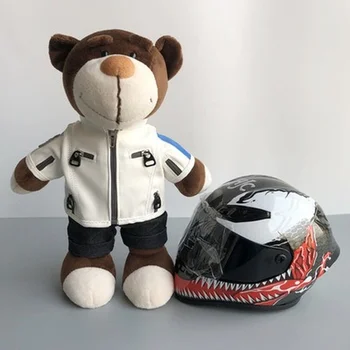 Кукла в мини-мотоциклетном шлеме, кукла в раллийном мотоциклетном медвежьем шлеме, кукольная модель, Маленькое украшение, кукольный шлем для маленькой кошки.