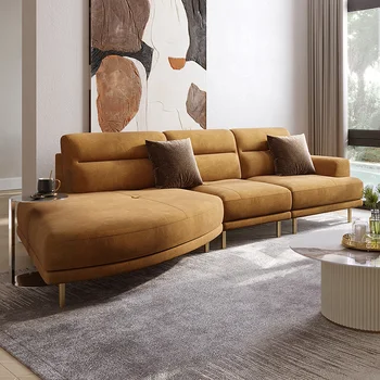 Легкий роскошный тканевый диван специальной формы в сочетании с современной простой гостиной Nordic corner creative arc leisure sofa