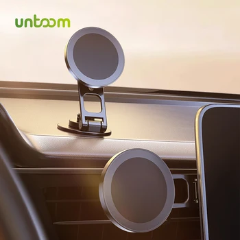 Магнитный Автомобильный Держатель Телефона Untoom для Экрана Дисплея Tesla Складное Магнитное Крепление Приборной Панели Автомобиля для iPhone MagSafe Xiaomi Samsung