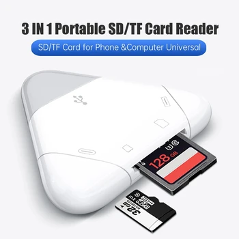 Многофункциональный магнитный высокоскоростной OTG-адаптер USB 2.0 3 в 1 для устройства чтения карт SD TF для iPhone Type-C Android