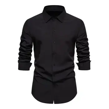 Модная мужская рубашка с длинным рукавом в официальном деловом стиле, мужская приталенная рубашка с длинным рукавом и мягкими пуговицами для профессионалов