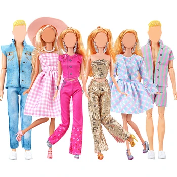 Модная одежда для куклы длиной 30 см, 11 дюймов, Клетчатое платье, топ с блестками, Брюки, полосатая одежда, аксессуары, Игрушки для девочек, подарок