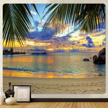 морской пляж закат психоделическая сцена домашнего декора художественный гобелен хиппи бохо таро настенный декор комнаты мандала висит на стене