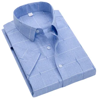 Мужская рубашка BAMBOOPLE с коротким рукавом, летняя роскошная повседневная офисная одежда в клетку с мягким принтом, бесплатная доставка AEchoice