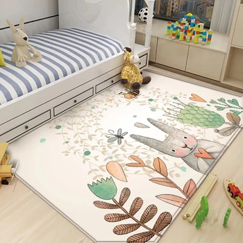 Мультяшный ковер с рисунком кролика и пчелы для домашних комнат, декор прихожей, Кавайные коврики, нескользящие милые животные, дверной коврик