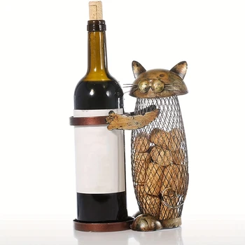 Настольный контейнер для хранения Орнамент Банка для денег Украшение для хранения Маленький котик Стойка для красного вина Милый Котик Держатель для бутылки вина