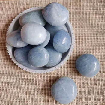 Натуральный кварц небесно-голубой целестит пальмовые кристаллы целебные камни для фэн-шуй