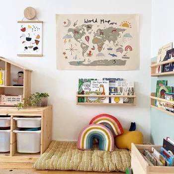 Новая карта мира, настенный холст в скандинавском стиле, украшение стен детской комнаты, реквизит для детской фотографии