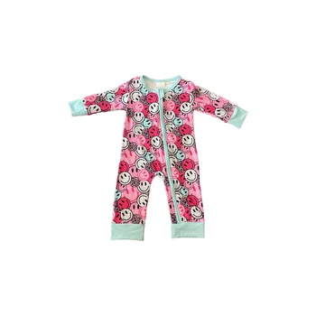 Новый дизайн, одежда для мальчиков и девочек, ползунки с коротким рукавом, ткань из молочного шелка с набивным рисунком, одежда для новорожденных