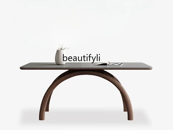 Обеденный стол с каменной плитой, Светлый Роскошный обеденный стол из массива ясеня высокого класса, Скандинавский орех, прямоугольный обеденный стол из массива дерева