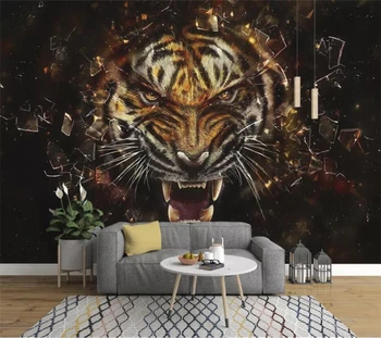 обои на заказ beibehang 3d фреска ручная роспись маслом тигр настенная роспись тигра ТВ фоновая стена обои для гостиной спальни