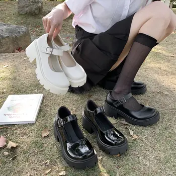 Обувь Женские туфли на каблуке mary janes, туфли в стиле Лолиты на платформе, туфли-лодочки на каблуке, Женские туфли-лодочки в японском стиле, Винтажные женские туфли на высоком каблуке для девочек