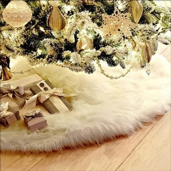 Орнамент для юбки Рождественской елки Из белого плюшевого меха, коврик для рождественской елки, белый коврик для дома, Новогоднее украшение с Рождеством