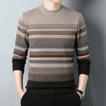 Осенне-зимний новый деловой свитер для отдыха, мужской вязаный свитер с принтом, теплая мужская одежда