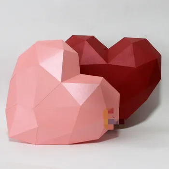 Предварительно Вырезанный Ноэль 3D Papercraft Бумага Розово-Красная Исповедь Любящее Сердце Рождественское Творческое Искусство DIY Papercraft Картонное Украшение Комнаты