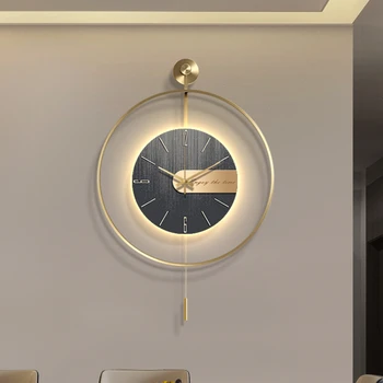 Простые настенные часы современный дизайн Художественные часы Украшение гостиной Подсветка без звука Настенные часы украшение гостиной