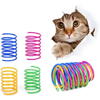 Пружинная игрушка для домашних кошек 4ШТ, пластиковые Широкие прочные Интерактивные Красочные пружины, Игрушки для игр с кошками, Набор аксессуаров для котенка, товары для домашних животных
